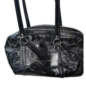 Coach Black Patent Leather Madison Signature hand Bag F19561